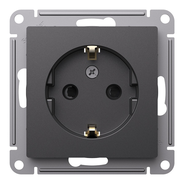 Розетка с заземлением со шторками SE AtlasDesign 16А, базальт [уп 5 шт]