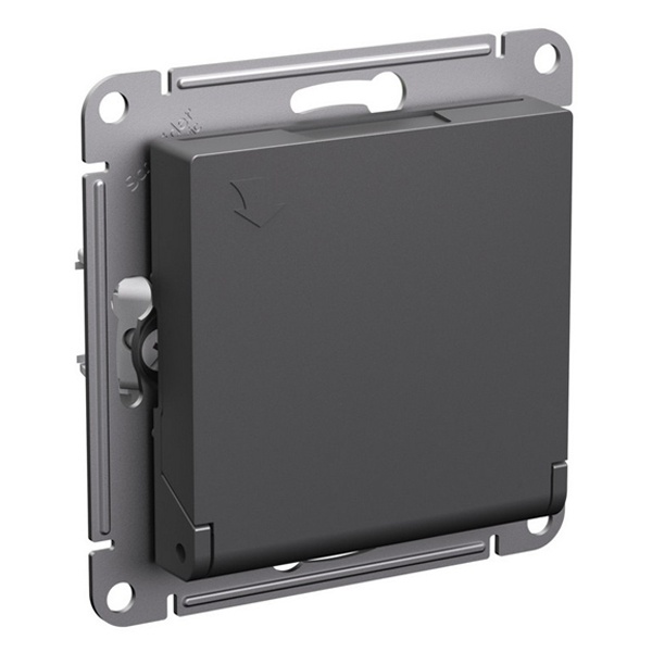 Розетка с заземлением со шторками с крышкой SE AtlasDesign 16А IP20, базальт [уп 5 шт.]