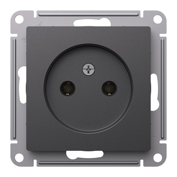 Розетка без заземления со шторками SE AtlasDesign 16А, базальт [уп 5 шт]