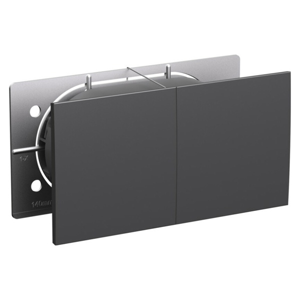 Розетка двойная с заземлением со шторками и сдвижной крышкой SE AtlasDesign 16А в сборе, базальт