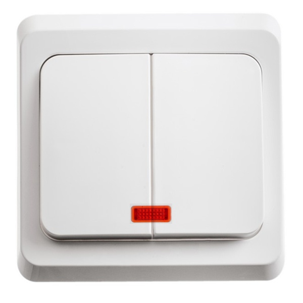 2-клавишный выключатель с подсветкой SE Этюд 10A, скрытой установки, белый