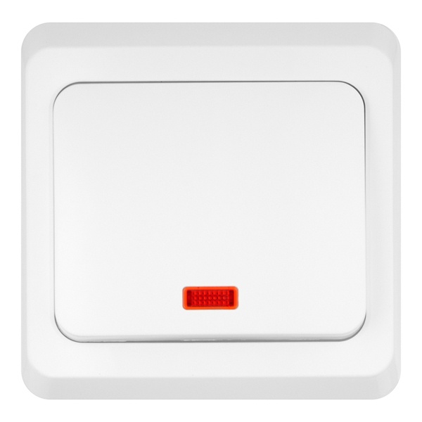 1-клавишный переключатель с подсветкой SE Этюд 10A, скрытой установки, белый