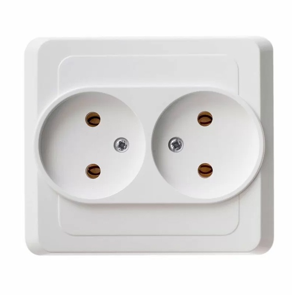 Двойная розетка без заземления без шторок SE Этюд 16А 250B, скрытой установки, белый