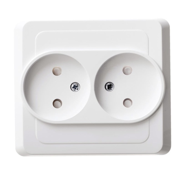 Двойная розетка без заземления со шторками SE Этюд 16А 250B, скрытой установки, белый