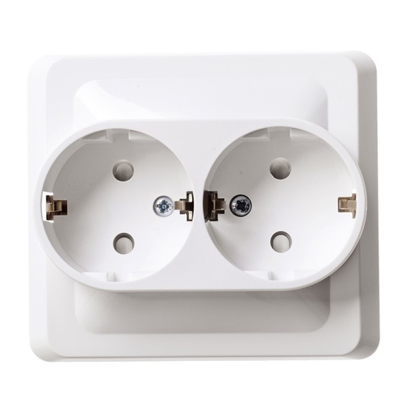 Двойная розетка с заземлением со шторками SE Этюд 16А 250B, скрытой установки, белый