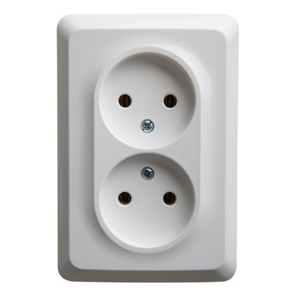 Двойная розетка без заземления без шторок SE Этюд 16А 250B, скрытой установки, белый