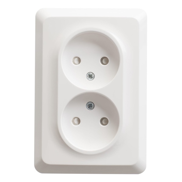 Двойная розетка без заземления со шторками SE Этюд 16А 250B, скрытой установки, белый