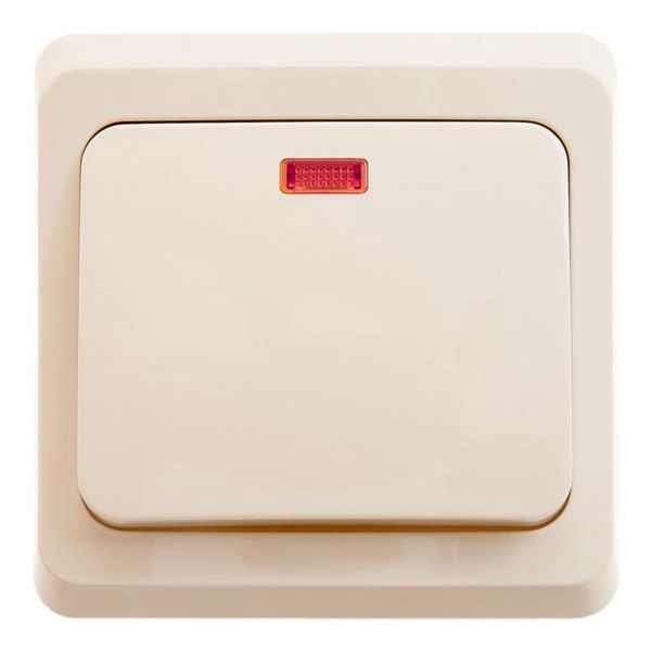 1-клавишный выключатель с подсветкой SE Этюд 10A, скрытой установки, кремовый