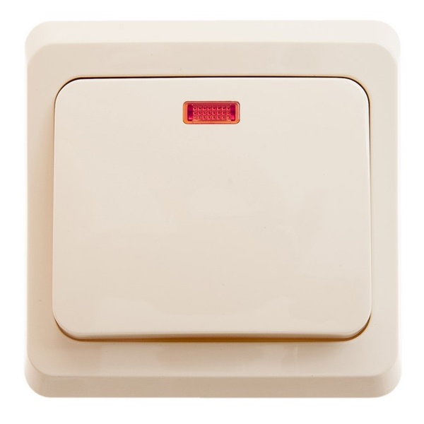 1-клавишный переключатель с подсветкой SE Этюд 10A, скрытой установки, кремовый