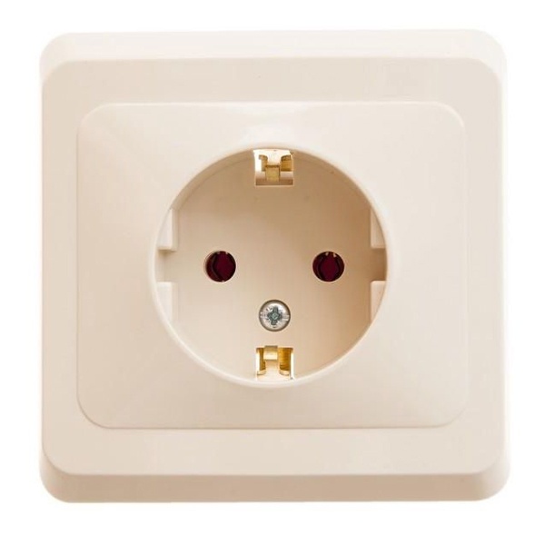 Розетка с заземлением без шторок SE Этюд 16А 250B, скрытой установки, кремовый