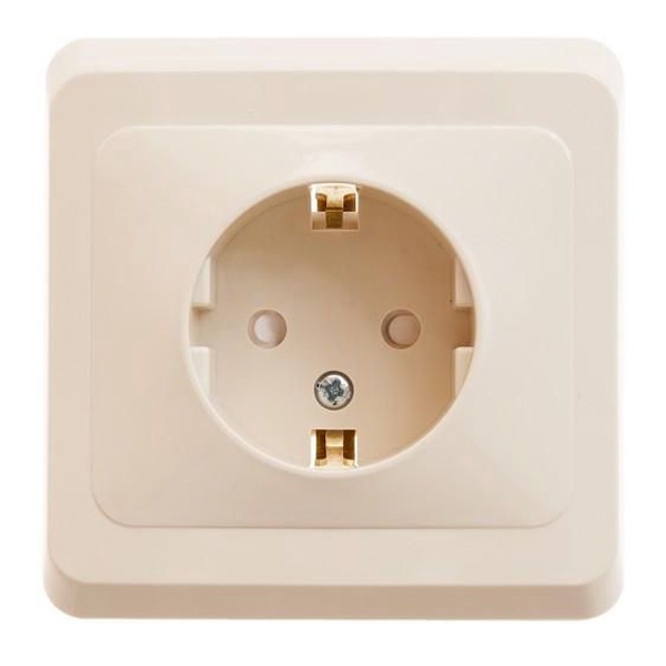 Розетка с заземлением со шторками SE Этюд 16А 250B, скрытой установки, кремовый