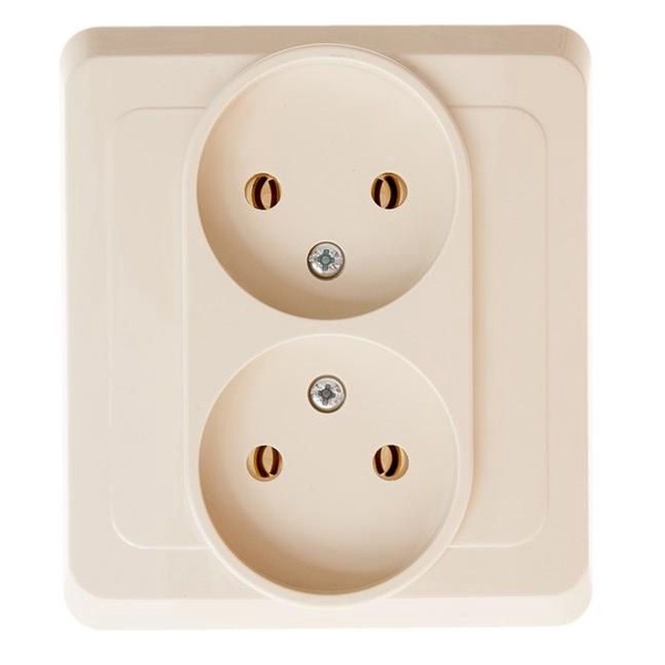 Двойная розетка без заземления без шторок SE Этюд 16А 250B, скрытой установки, кремовы