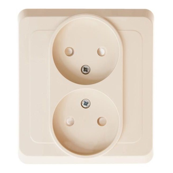 Двойная розетка без заземления со шторками SE Этюд 16А 250B, скрытой установки, кремов