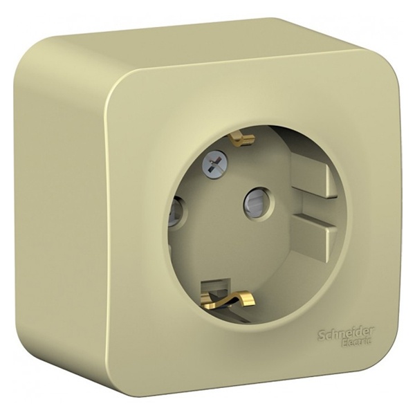 Накладная розетка с заземлением со шторками SE Blanca 16А 250В с изолирующей пластиной бежевый