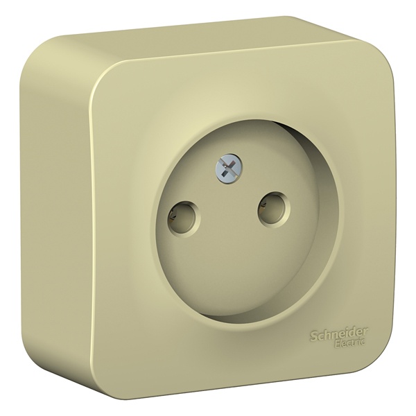 Накладная розетка без заземления без шторок SE Blanca 16А 250В с изолирующей пластиной бежевый