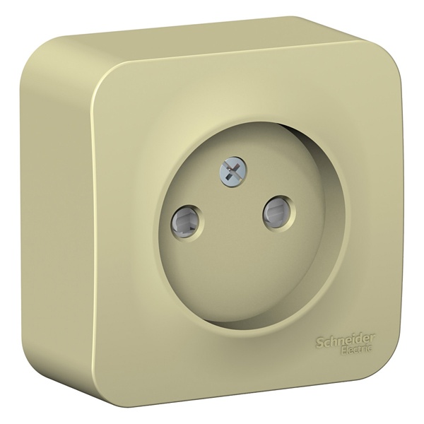 Накладная розетка без заземления со шторками SE Blanca 16А 250В с изолирующей пластиной бежевый