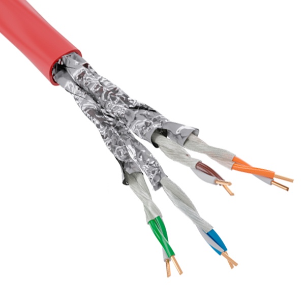 Кабель витая пара DKC неэкранированный U/UTP 23AWG нг(А)-FRHF cat 6 красный [305м] (провод для интернета)