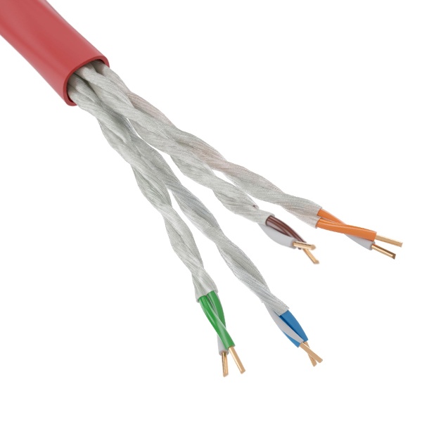 Кабель витая пара DKC неэкранированный U/UTP 24AWG нг(А)-FRHF cat 5e красный 4 пары [305м] (провод для интернета)