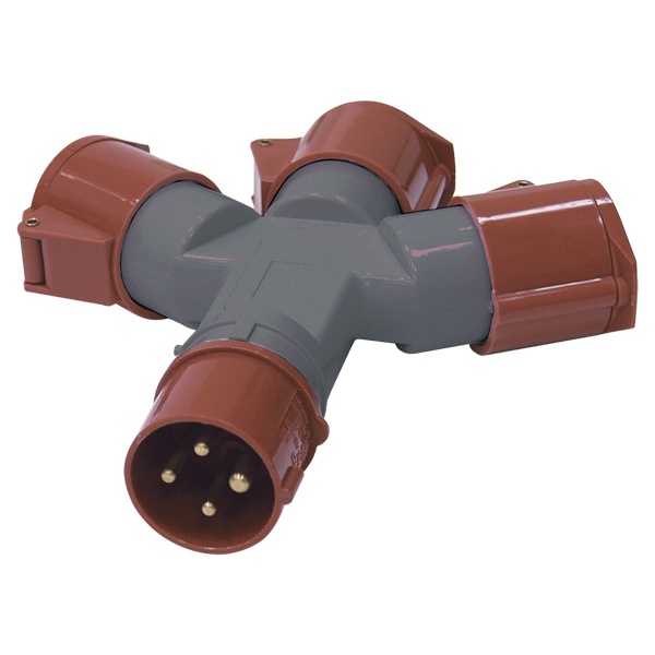 Адаптер трехлучевой ИЭК TS1013-214 3Р+РЕ 16А 380В IP44