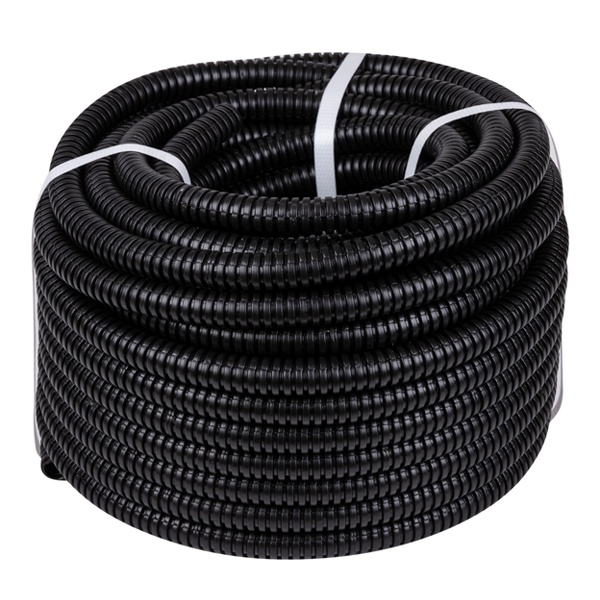 Труба гофрированная ПНД TDM 20 мм лёгкая с протяжкой черная [бухта 25м] (гофра для кабеля)