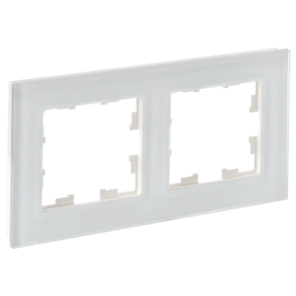 Рамка на 2 поста ИЭК BRITE стекло белый матовый (РУ-2-2-Бр)