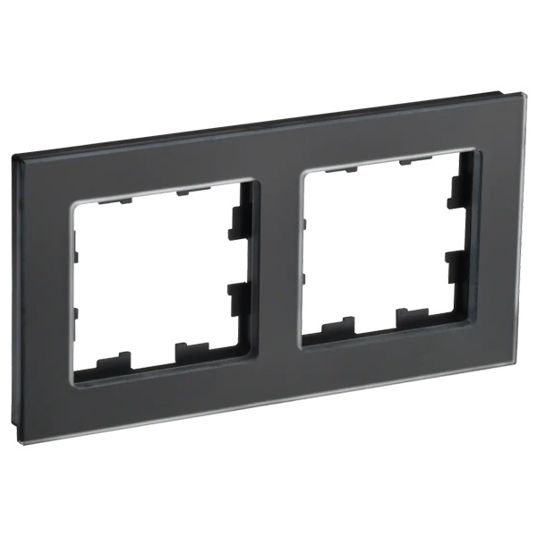 Рамка на 2 поста ИЭК BRITE стекло черный матовый (РУ-2-2-Бр)