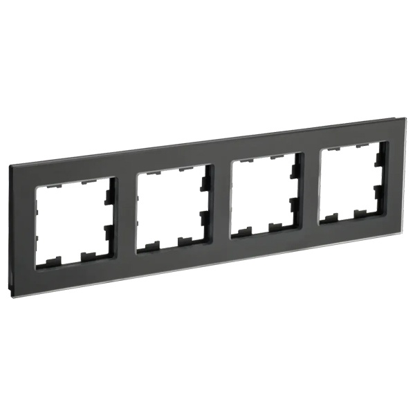 Рамка на 4 поста ИЭК BRITE стекло черный матовый (РУ-4-2-Бр)