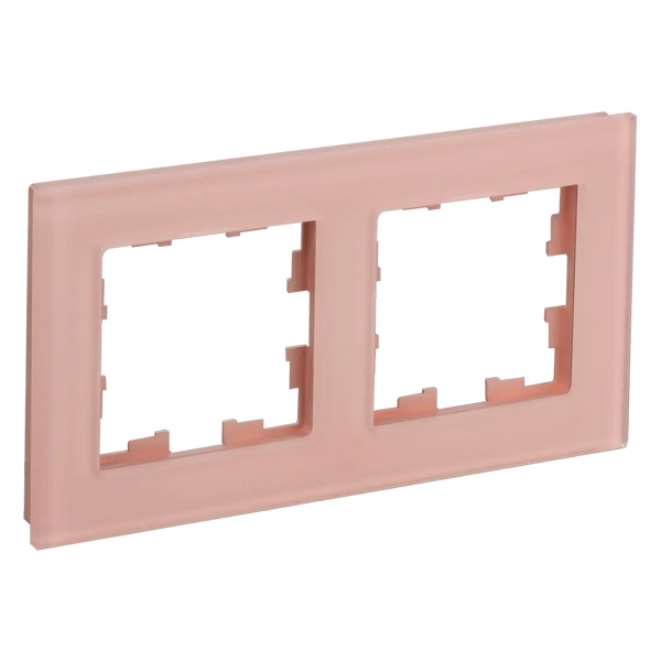 Рамка на 2 поста ИЭК BRITE стекло персиковый матовый (РУ-2-2-БрП)