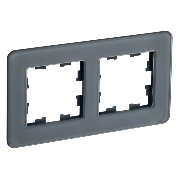 Рамка на 2 поста ИЭК BRITE стекло графит RE (РУ-2-2-Бр)