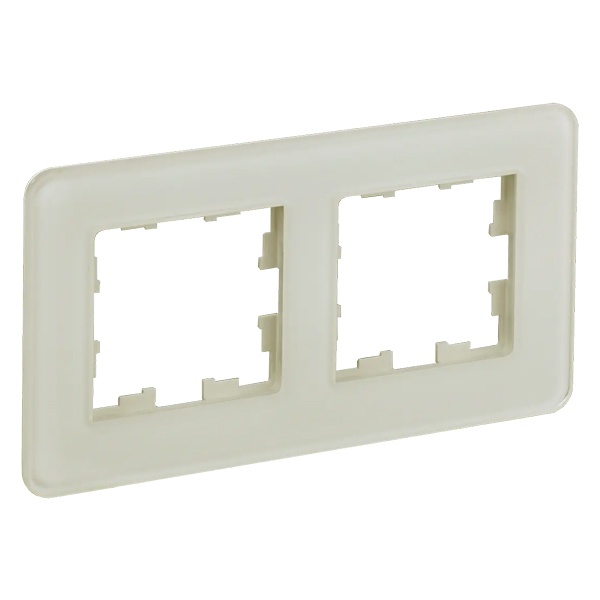 Рамка на 2 поста ИЭК BRITE стекло песчаный RE (РУ-2-2-Бр)