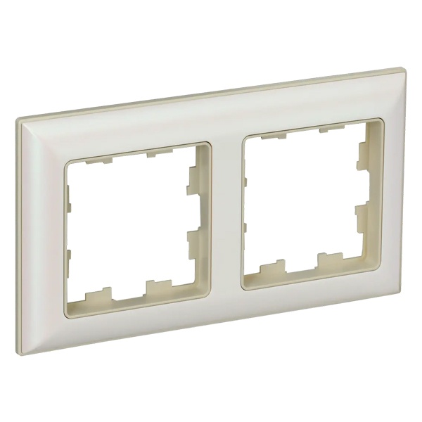 Рамка на 2 поста ИЭК BRITE пластик бежевый/жемчужный (РУ-2-Бр)
