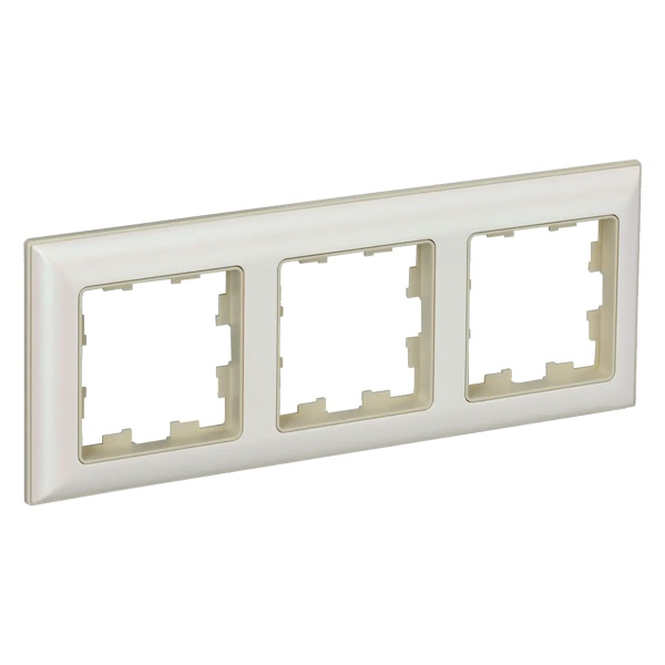 Рамка на 3 поста ИЭК BRITE пластик бежевый/жемчужный (РУ-3-Бр)