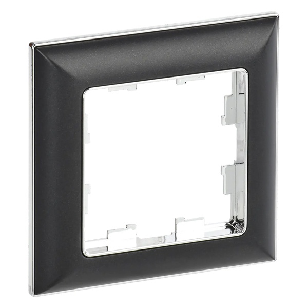 Рамка на 1 пост ИЭК BRITE пластик хром/черный (РУ-1-Бр)