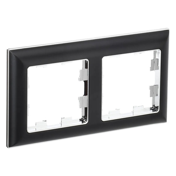 Рамка на 2 поста ИЭК BRITE пластик хром/черный (РУ-2-Бр)