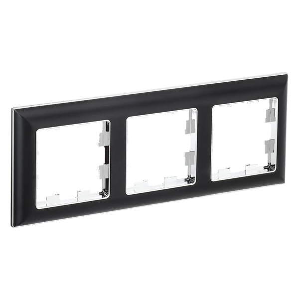 Рамка на 3 поста ИЭК BRITE пластик хром/черный (РУ-3-Бр)