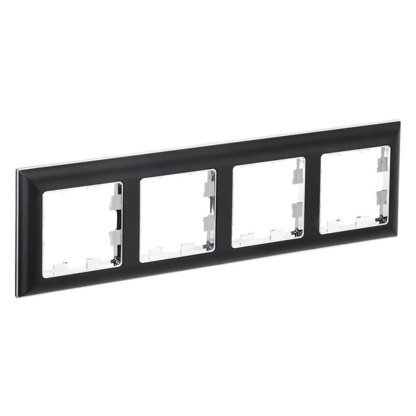 Рамка на 4 поста ИЭК BRITE пластик хром/черный (РУ-4-Бр)