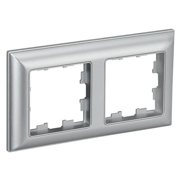 Рамка на 2 поста ИЭК BRITE пластик алюминий/алюминий (РУ-2-Бр)