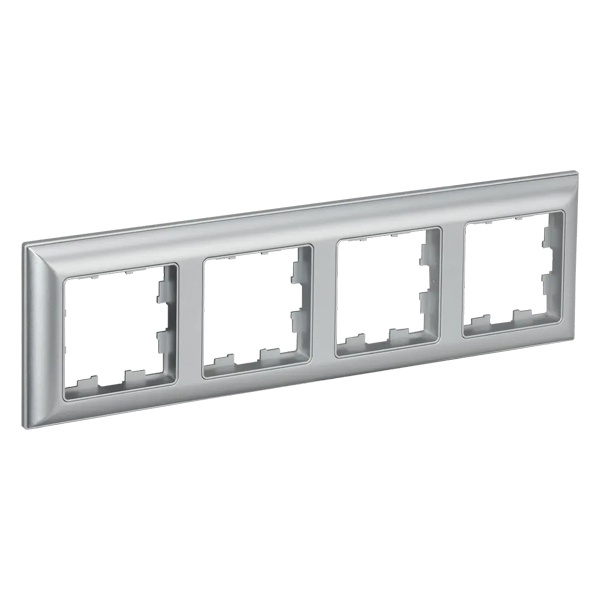 Рамка на 4 поста ИЭК BRITE пластик алюминий/алюминий (РУ-4-Бр)