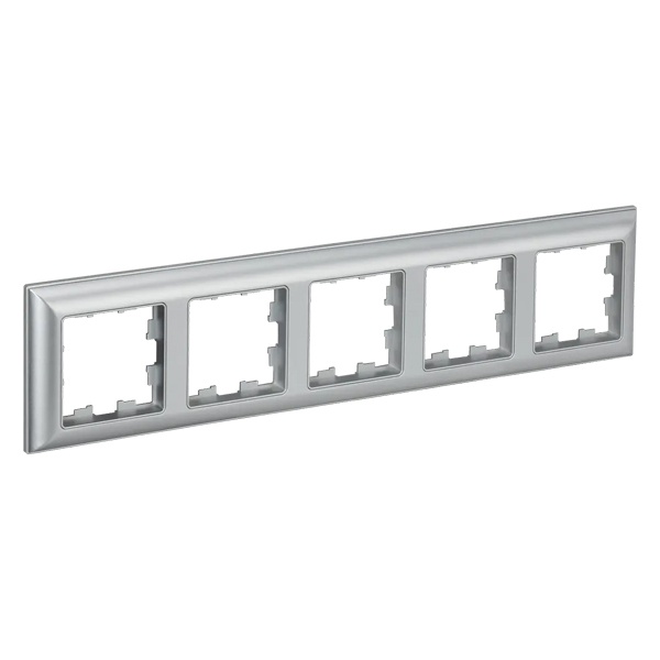 Рамка на 5 постов ИЭК BRITE пластик алюминий/алюминий (РУ-5-Бр)