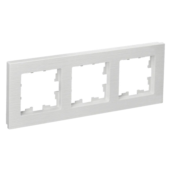 Рамка на 3 поста ИЭК BRITE пластик белый рифленый (РУ-3-Бр)