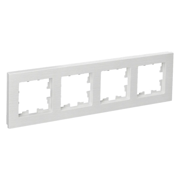Рамка на 4 поста ИЭК BRITE пластик белый рифленый (РУ-4-Бр)