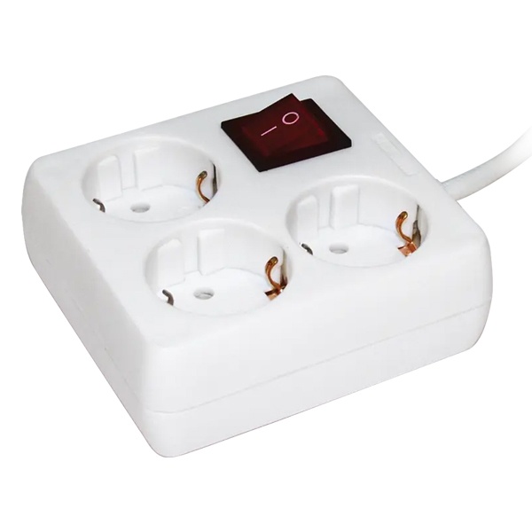 Удлинитель ИЭК У-С03К-3х2Р+PE с выключателем 3м 3х1мм2 16А/250 белый