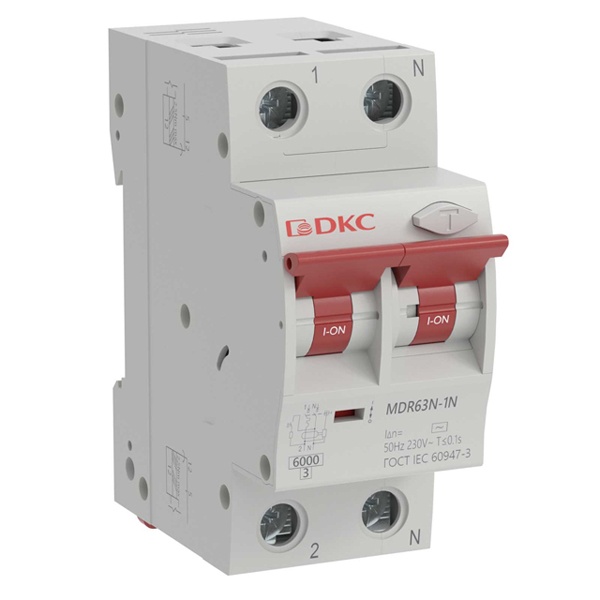 Дифференциальный автомат DKC YON max электронный MDR63N C50А 30мА тип A 1П+Н 6кА (дифавтомат, АВДТ)