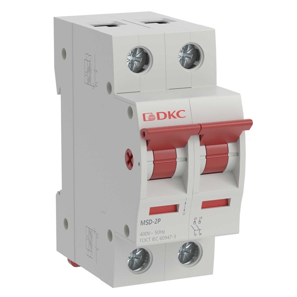 Выключатель нагрузки модульный DKC YON max MSD 100A 2P однофазный (рубильник)