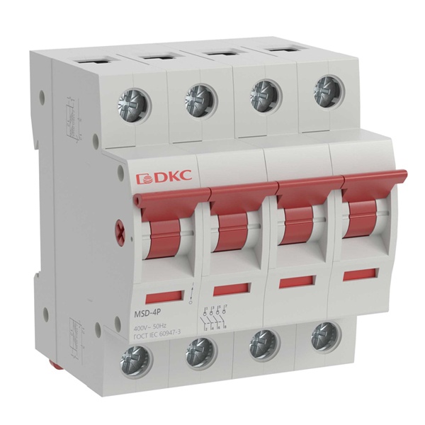 Выключатель нагрузки модульный DKC YON max MSD 40A 4P трехфазный (рубильник)