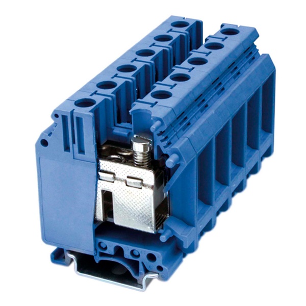 Клемма проходная DKC Nuputuk 35 кв.мм винтовой зажим 2 точки подключения синяя