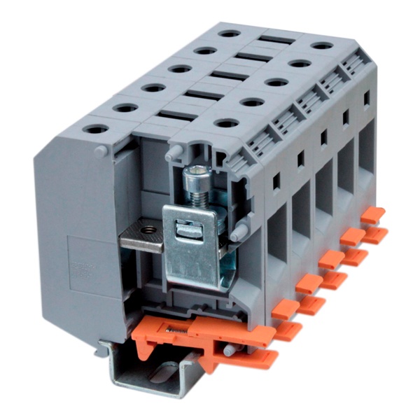 Клемма проходная DKC Nuputuk 50 кв.мм винтовой зажим 2 точки подключения серая