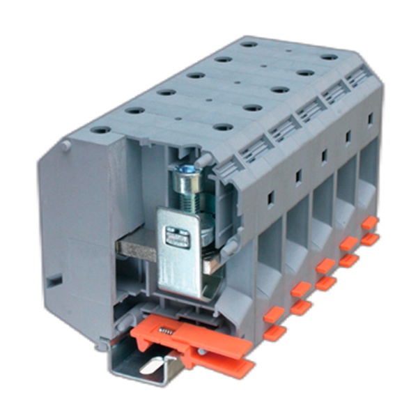 Клемма проходная DKC Nuputuk 95 кв.мм винтовой зажим 2 точки подключения серая