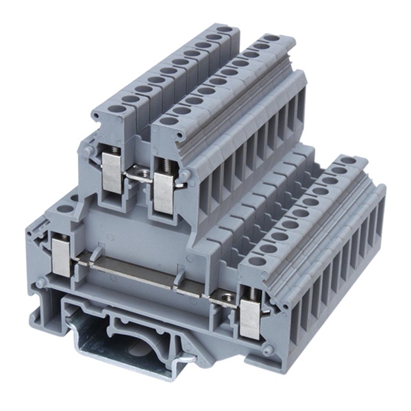 Клемма двухуровневая DKC Nuputuk 4 кв.мм винтовой зажим 4 точки подключения серая