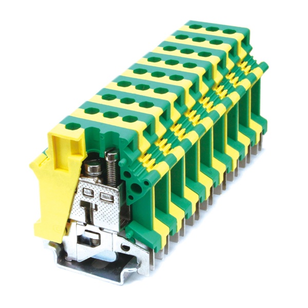 Клемма заземления DKC Nuputuk 16 кв.мм винтовой зажим 2 точки подключения желто-зеленая